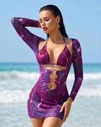 Biquíni Triângulo + Vestido Transparente Com Argolas