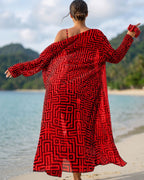 Conjunto de Praia Com Calções E Quimono Comprido