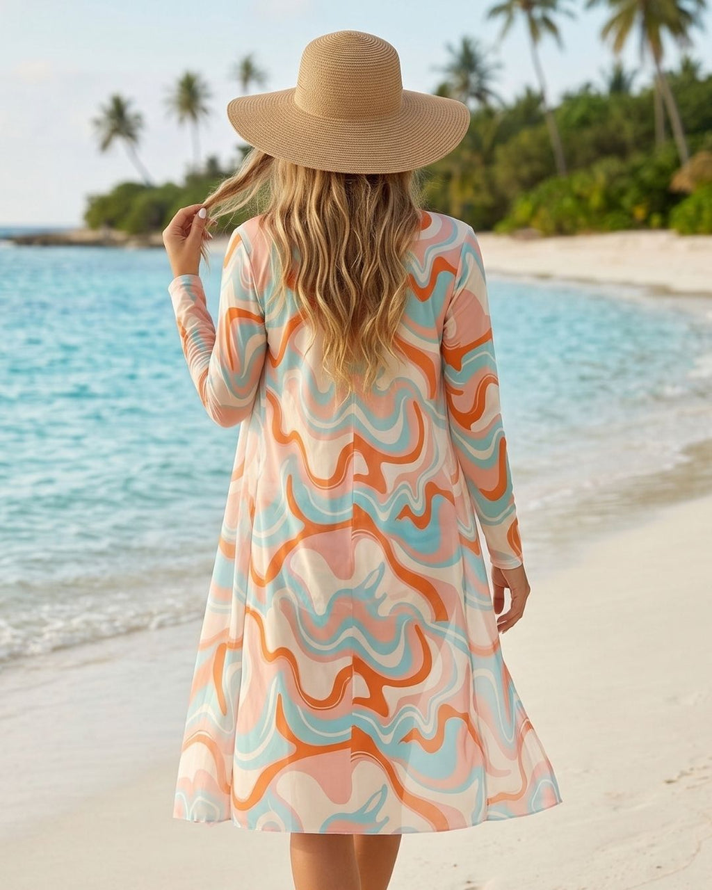 Biquíni + Saída de Praia Estampado Estilo Resort Retro