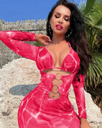 Biquíni Triângulo + Vestido Transparente Com Argolas