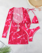 Biquíni Triângulo + Vestido Transparente Com Argolas