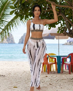 Biquíni Faixa + Calças Pantalona Com Folhos