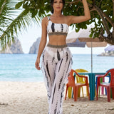 Biquíni Faixa + Calças Pantalona Com Folhos
