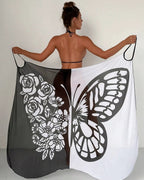 Saída de Praia Pareô Com Estampado Borboleta E Franjas