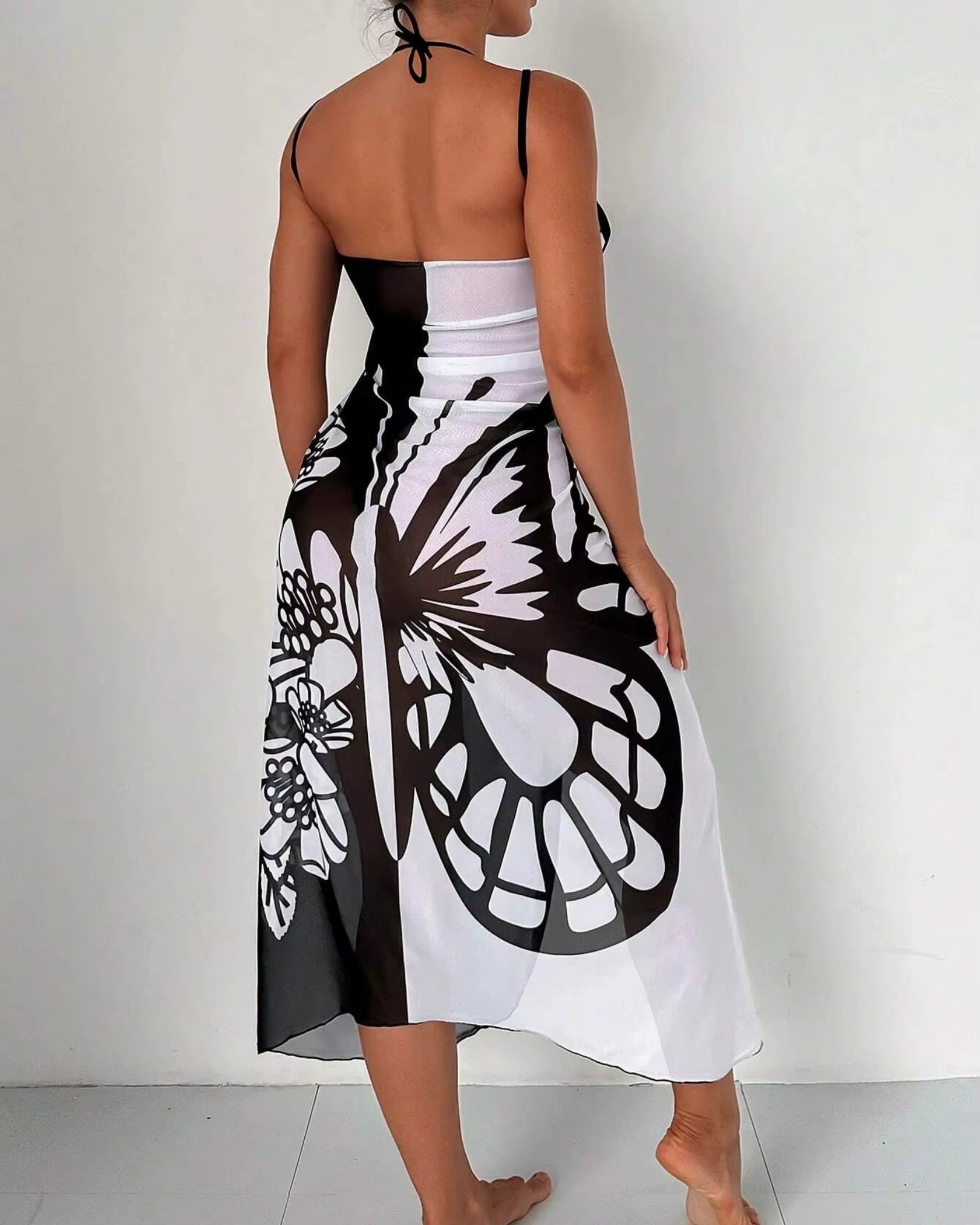 Saída de Praia Pareô Com Estampado Borboleta E Franjas