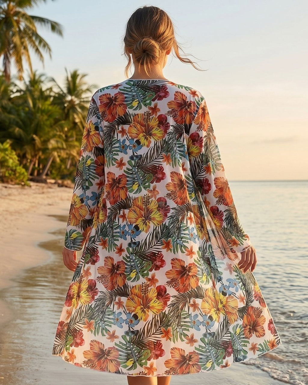 Biquíni + Saída de Praia Floral Estilo Resort