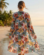Biquíni + Saída de Praia Floral Estilo Resort