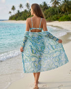 Biquíni + Saída de Praia Estampado Estilo Resort Retro