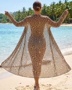 Conjunto de Praia Com Calções E Quimono Comprido