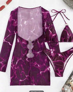 Biquíni Triângulo + Vestido Transparente Com Argolas