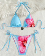 Biquíni Triângulo Com Laços E Estampado Floral Hibisco
