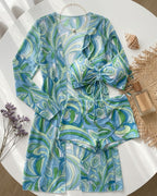 Biquíni + Saída de Praia Estampado Estilo Resort Retro