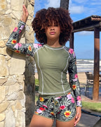 Conjunto de Praia Calções Com Estampado Tropical