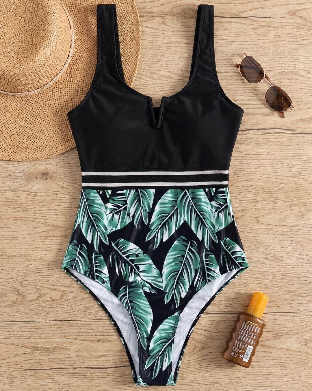 Fato de Banho Modelador Com Tule E Estampado Tropical