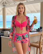 Conjunto de Praia Calções + Saída Com Estampado Tropical