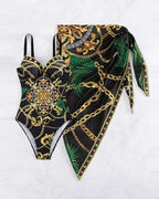 Fato de Banho + Saída de Praia Estampado Estilo Resort