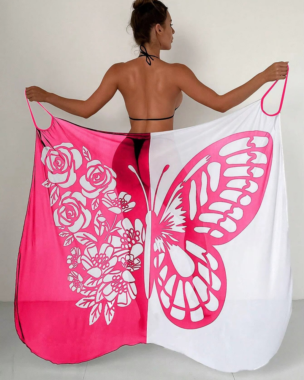 Saída de Praia Pareô Com Estampado Borboleta E Franjas
