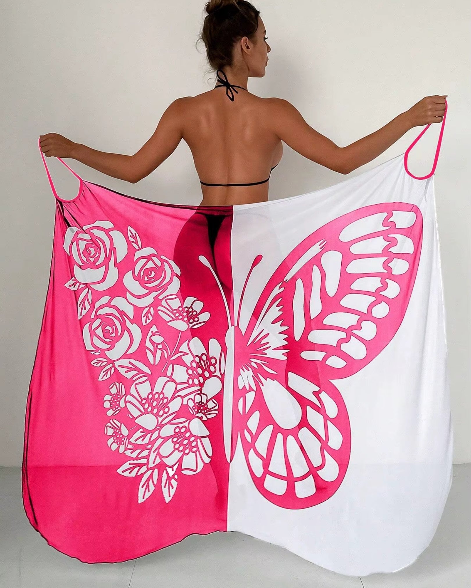 Saída de Praia Pareô Com Estampado Borboleta E Franjas