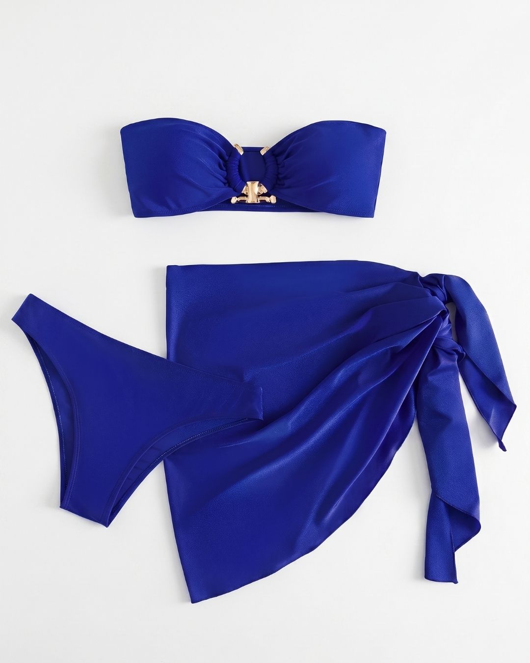 Biquíni + Saia Pareô Cai-Cai Com Franzido Estilo Resort