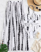 Biquíni + Saída de Praia Halter Estampado Estilo Resort