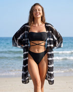 Biquíni + Saída de Praia Bandeau Com Laços Estilo Resort