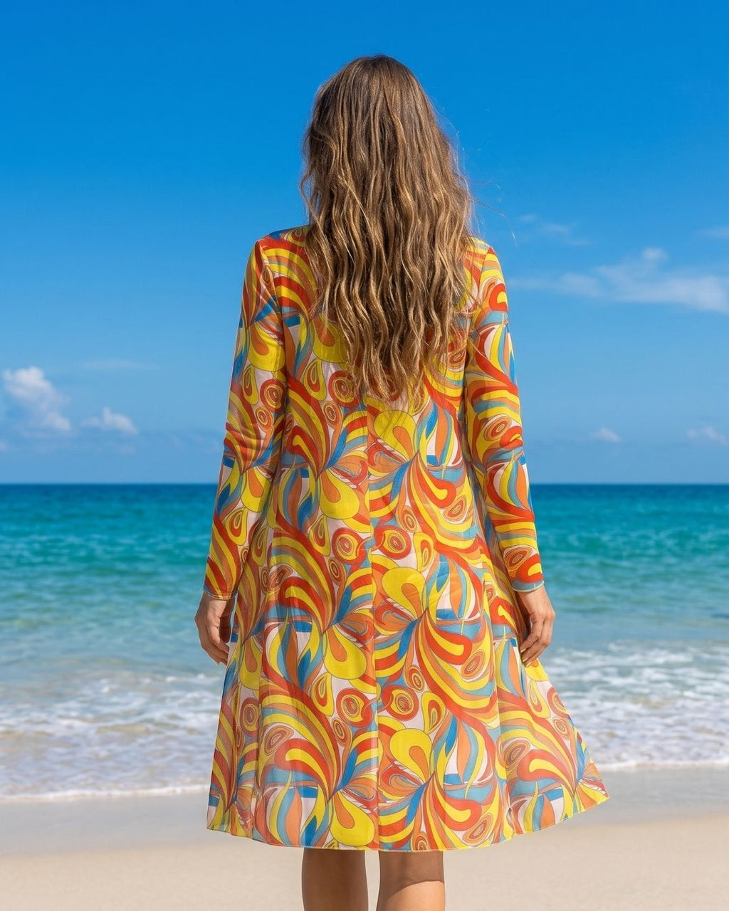 Biquíni + Saída de Praia Estampado Estilo Resort Retro