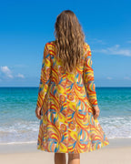 Biquíni + Saída de Praia Estampado Estilo Resort Retro