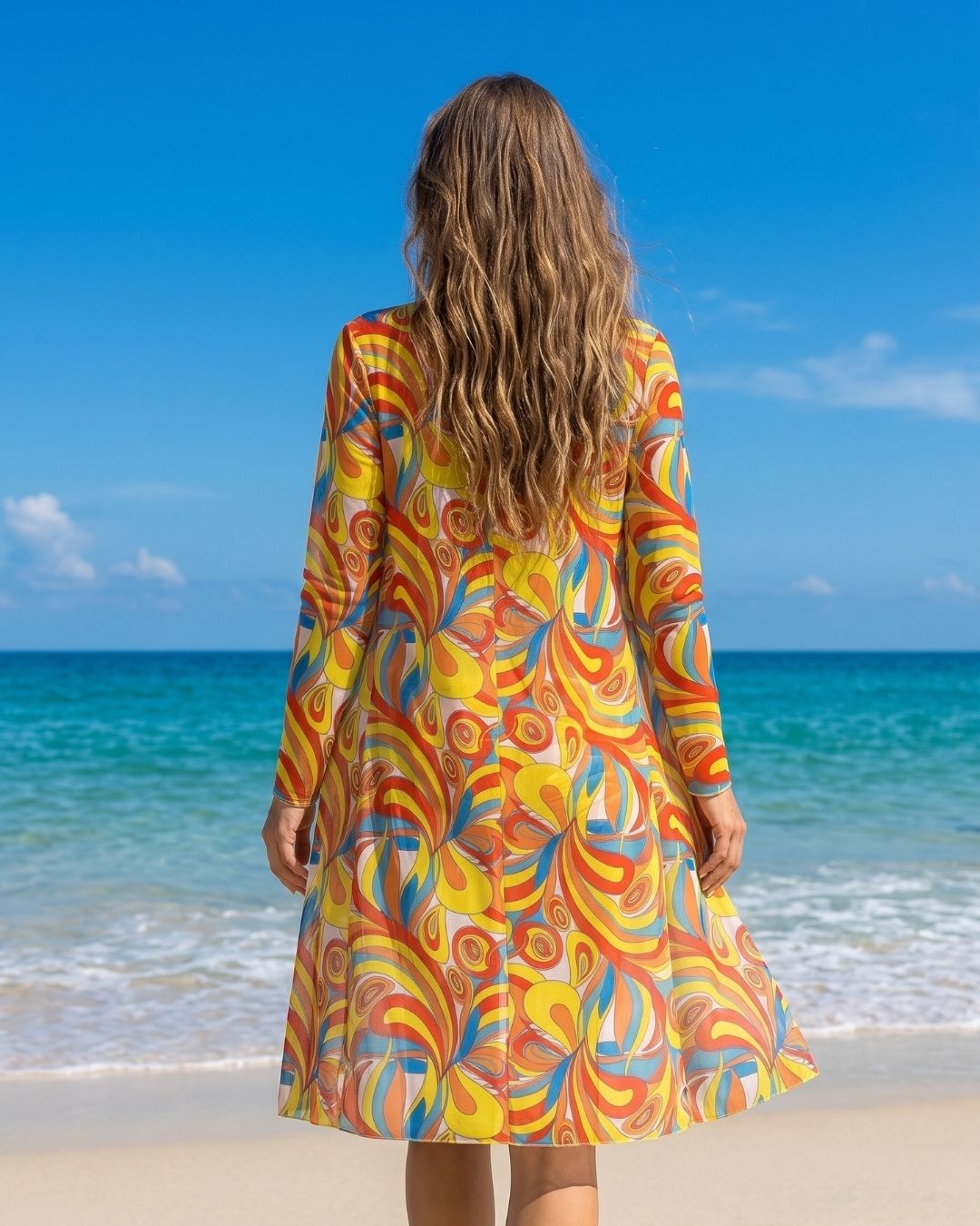 Biquíni + Saída de Praia Estampado Estilo Resort Retro