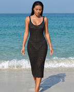 Saída de Praia Vestido Em Croché Com Franjas Estilo Resort