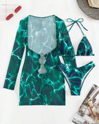 Biquíni Triângulo + Vestido Transparente Com Argolas
