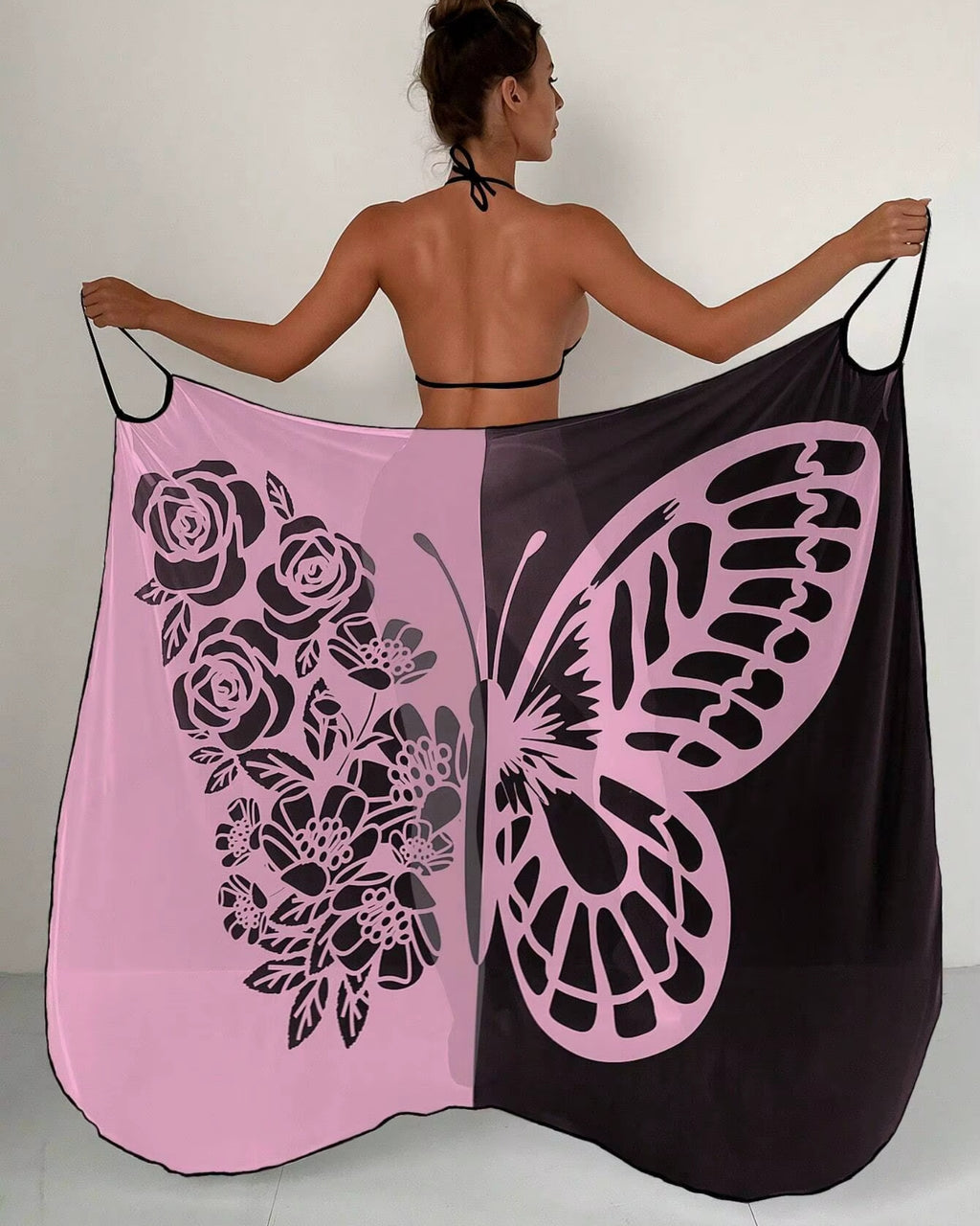 Saída de Praia Pareô Com Estampado Borboleta E Franjas