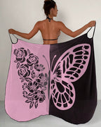 Saída de Praia Pareô Com Estampado Borboleta E Franjas