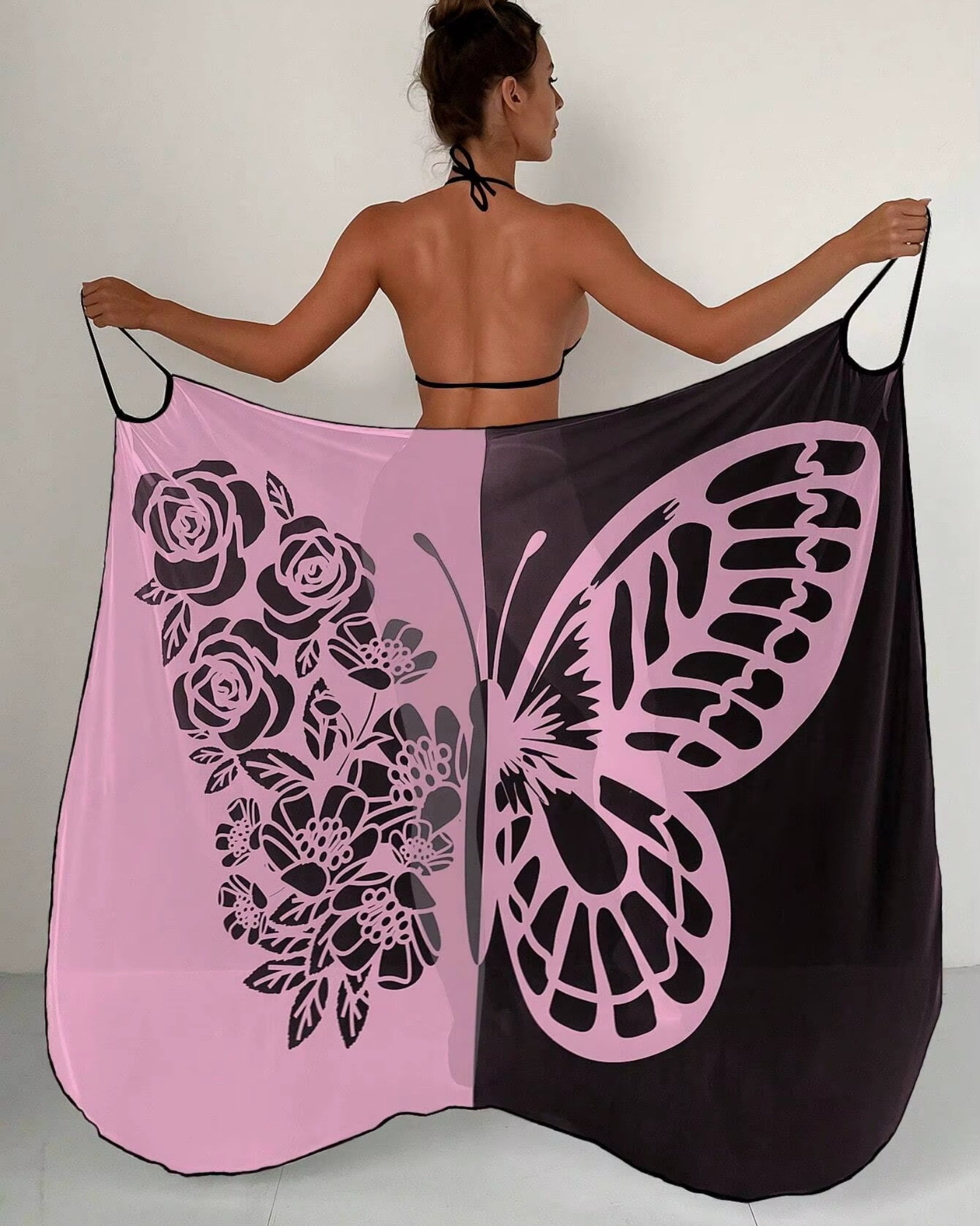 Saída de Praia Pareô Com Estampado Borboleta E Franjas