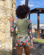Conjunto de Praia Calções Com Estampado Tropical