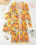 Biquíni + Saída de Praia Estampado Estilo Resort Retro