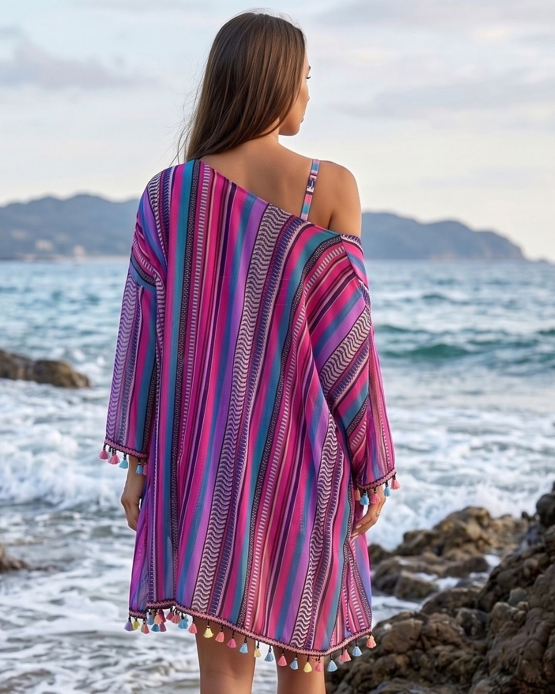 Conjunto Biquíni + Saída + Calções Étnico 4 Peças