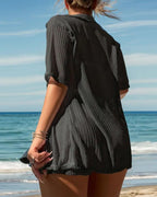 Conjunto de Praia Camisa E Calções Em Malha Perfurada Leve
