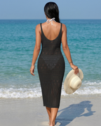 Saída de Praia Vestido Em Croché Com Franjas Estilo Resort