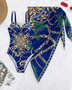 Fato de Banho + Saída de Praia Estampado Estilo Resort