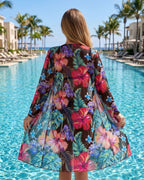 Conjunto de Praia Calções + Saída Com Estampado Tropical