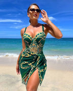 Fato de Banho + Saída de Praia Estampado Estilo Resort