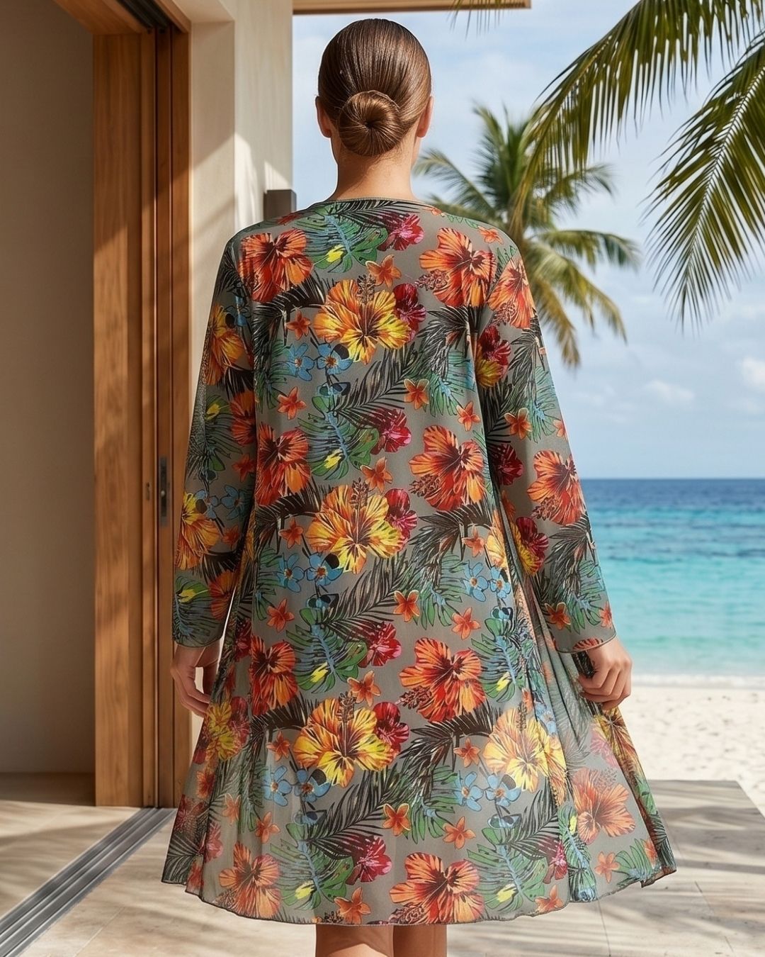 Biquíni + Saída de Praia Floral Estilo Resort