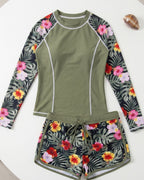 Conjunto de Praia Calções Com Estampado Tropical