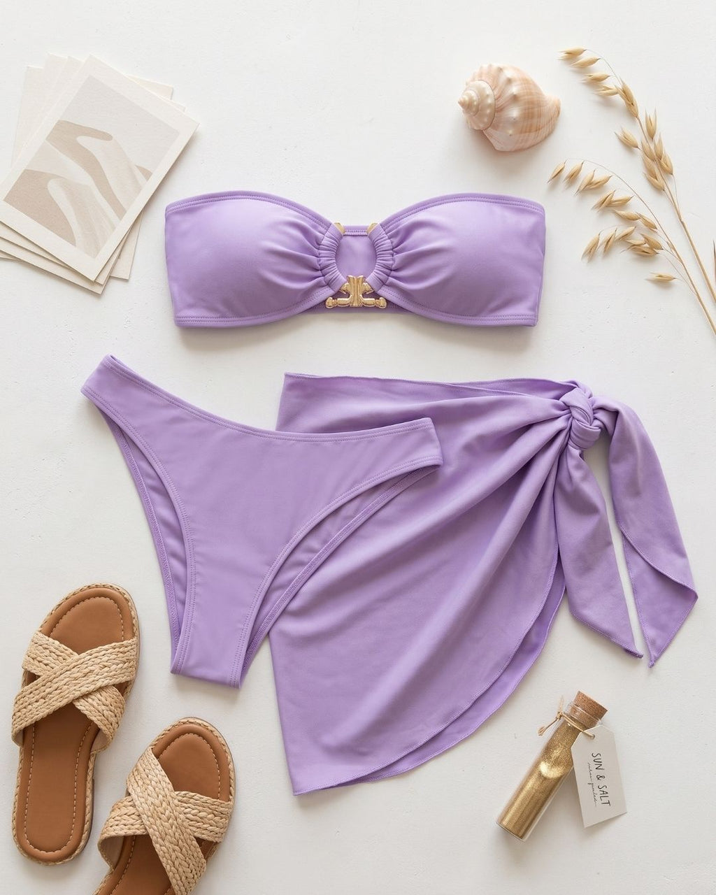Biquíni + Saia Pareô Cai-Cai Com Franzido Estilo Resort