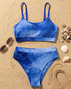 Biquíni Cintura Alta Texturizado Com Estampado Tie-Dye