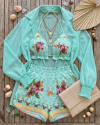 Conjunto de Praia Calções + Quimono Estampado Resort