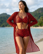 Conjunto de Praia Com Calções E Quimono Comprido