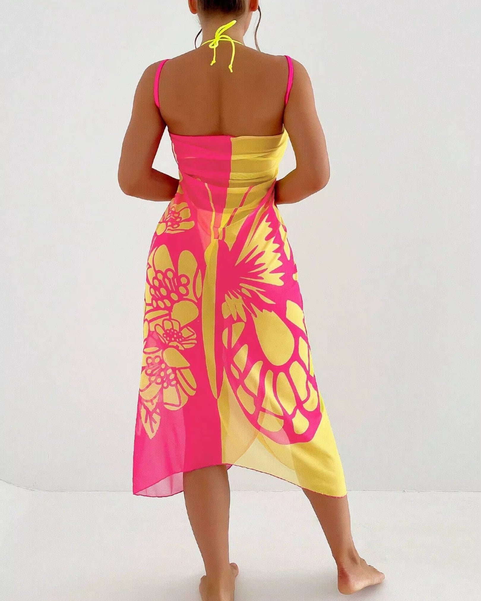 Saída de Praia Pareô Com Estampado Borboleta E Franjas