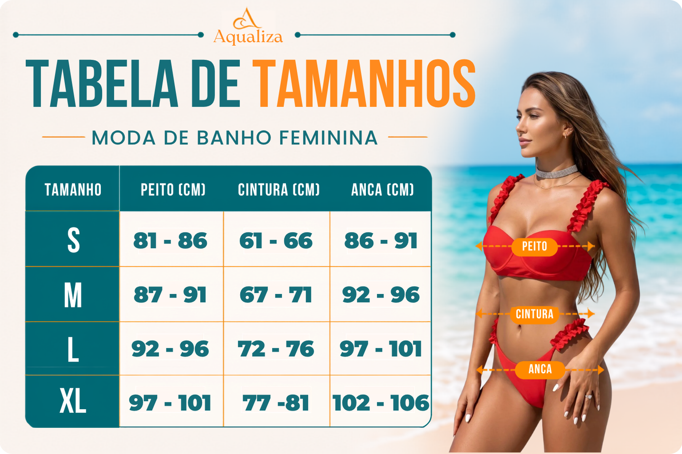 Tabela de tamanhos