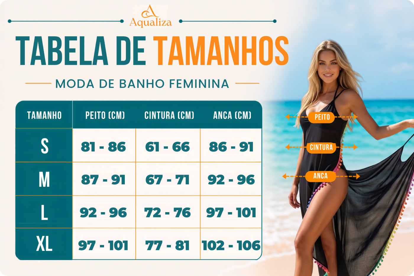 Tabela de tamanhos